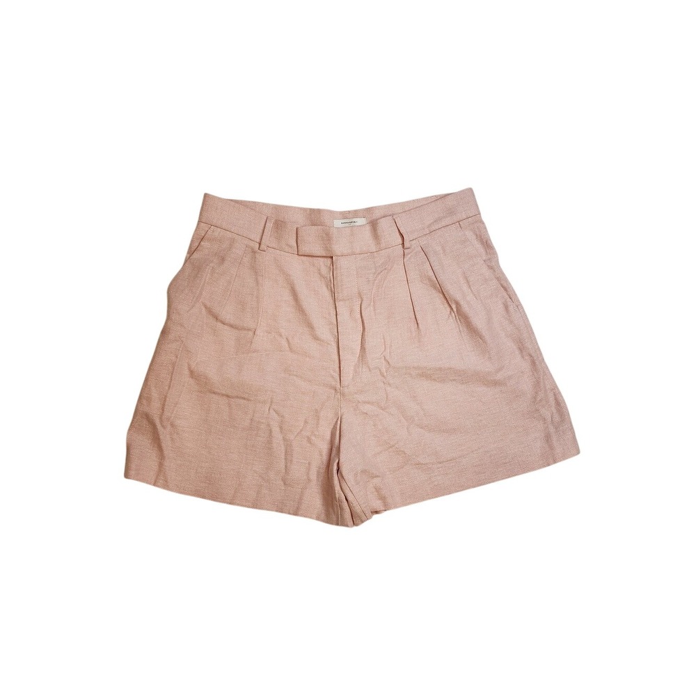 Banana Republic Pink Linen Pleated High-Rise Bermuda Shorts Bottom Women 14